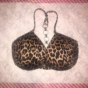 Victoria’s Secret Swim Swimsuit Bikini Top Push Up Padded Leopard Cheetah 34DD
